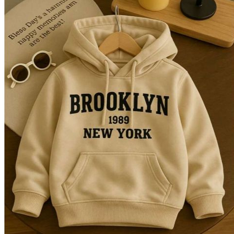 Moletom Canguru Infantil Estampado Brooklyn Com Capuz Algodão Blusa De Frio Varias Cores E Tamanho 2 AO 12