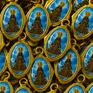100 Medalhas Nossa Senhora Aparecida - Chapa Resinada para Terços e Brindes em Oferta na Shopee