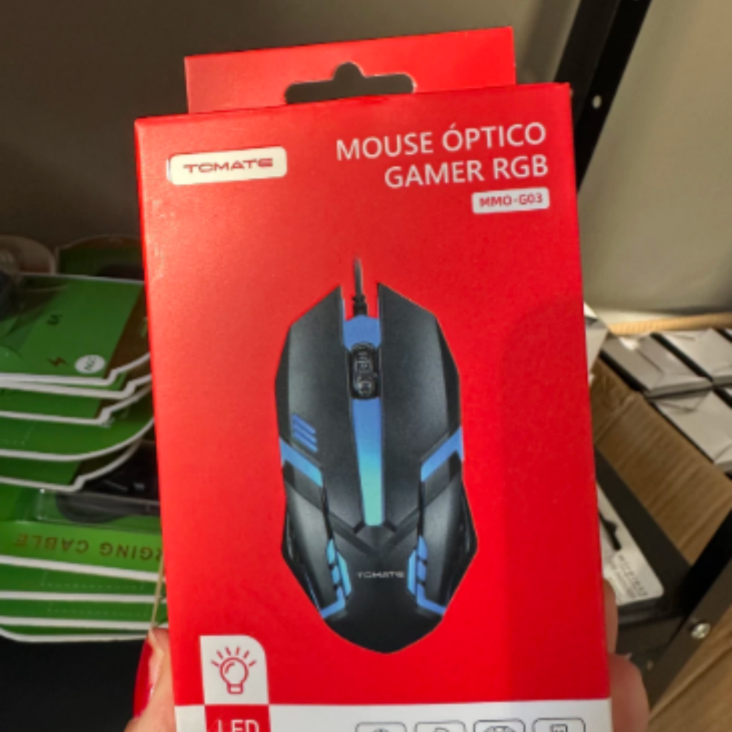 Mouse Gamer RGB USB Óptico 1200 DPI Led Colorido PC Notebook Tomate