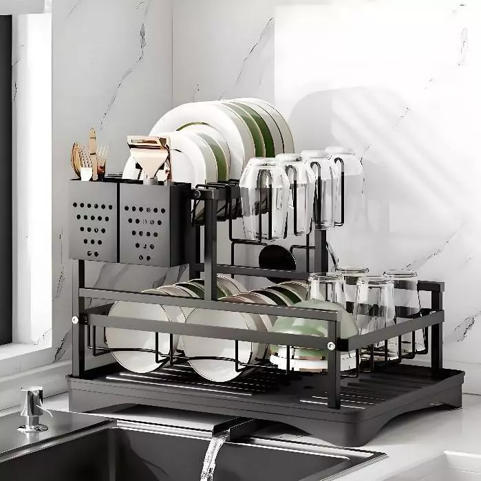 Escorredor de Louças Rack Aço Carbono Organizador Preto — imagem 1