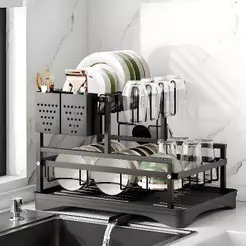 Escorredor de Louças Rack Aço Carbono Organizador Preto