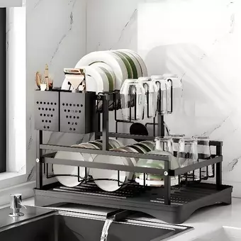 Escorredor de Louças Rack Aço Carbono Organizador Preto