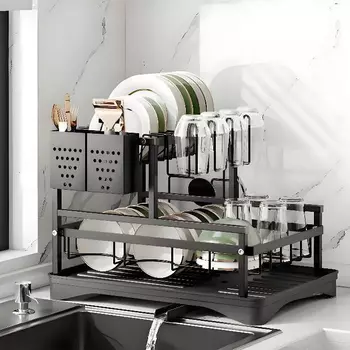 Escorredor de Louças Rack Aço Carbono Organizador Preto