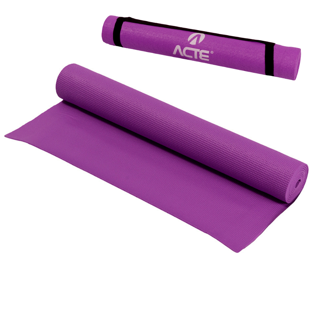Tapete Yoga Antiderrapante PVC Indoor T10 - Yoga Mat Lilás Acte em Oferta na Shopee