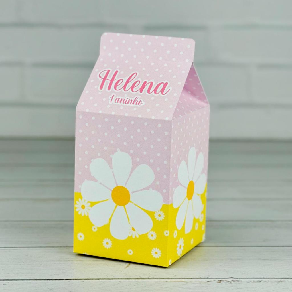Caixinha Margaridas | Caixa Milk Personalizada Com Nome | Mimos Aniversário Lembrancinhas Personalizados Kit Festa
