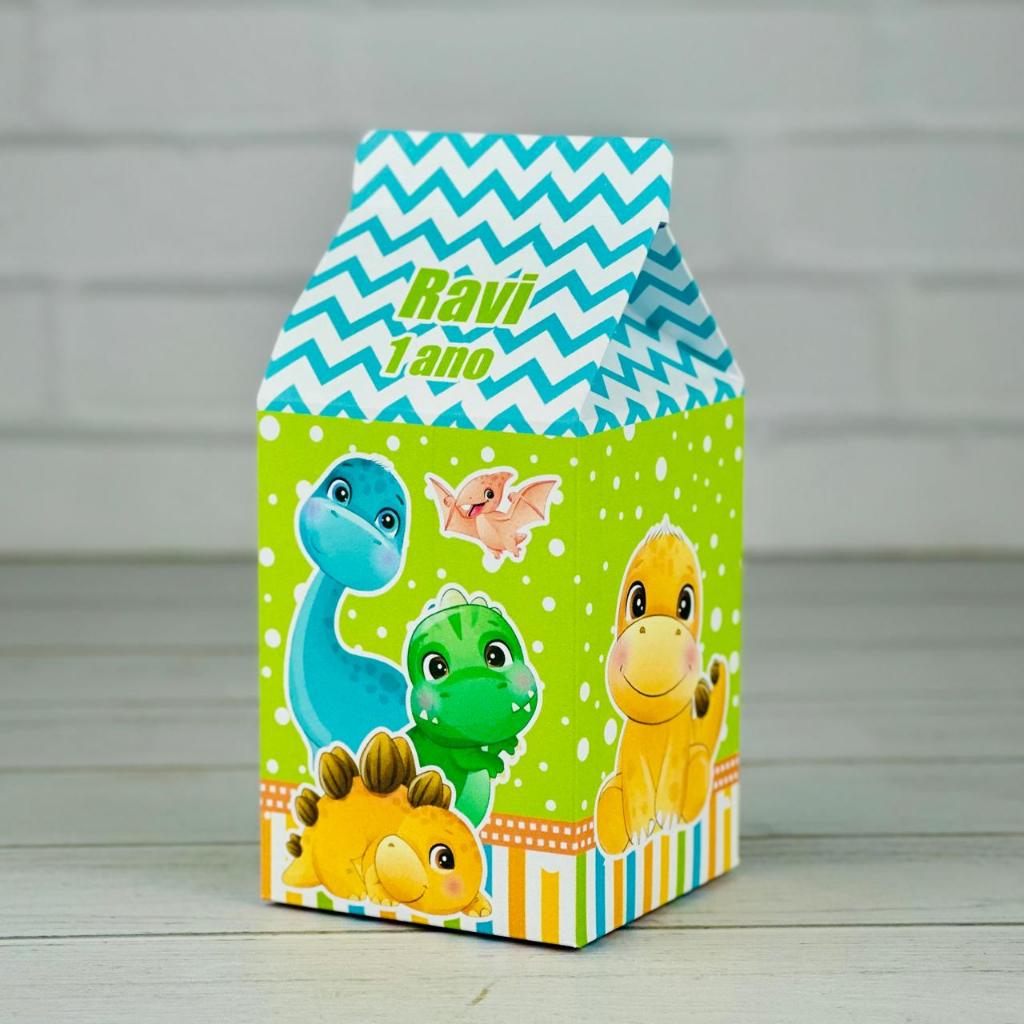 Caixinha Dino Baby | Caixa Milk Personalizada Com Nome | Mimos Aniversário Lembrancinhas Personalizados Kit Festa