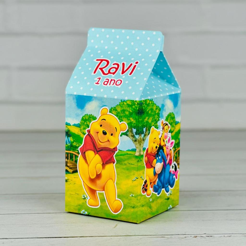 Caixinha Ursinho Pooh | Caixa Milk Personalizada Com Nome | Mimos Aniversário Lembrancinhas Personalizados Kit Festa