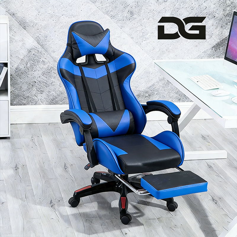 Imagem Cadeira gamer Ergonômica Reclinável Altura Ajustável Reclina 180° Couro Sintético Giratória-F19