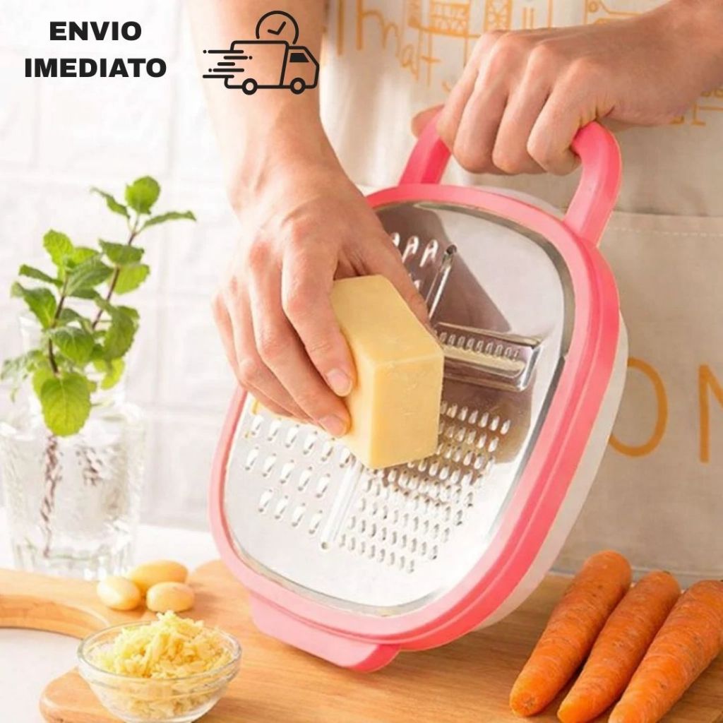Ralador com Pote em Aço Inox Lâminas Multicortes 500ml | Unidades Premium