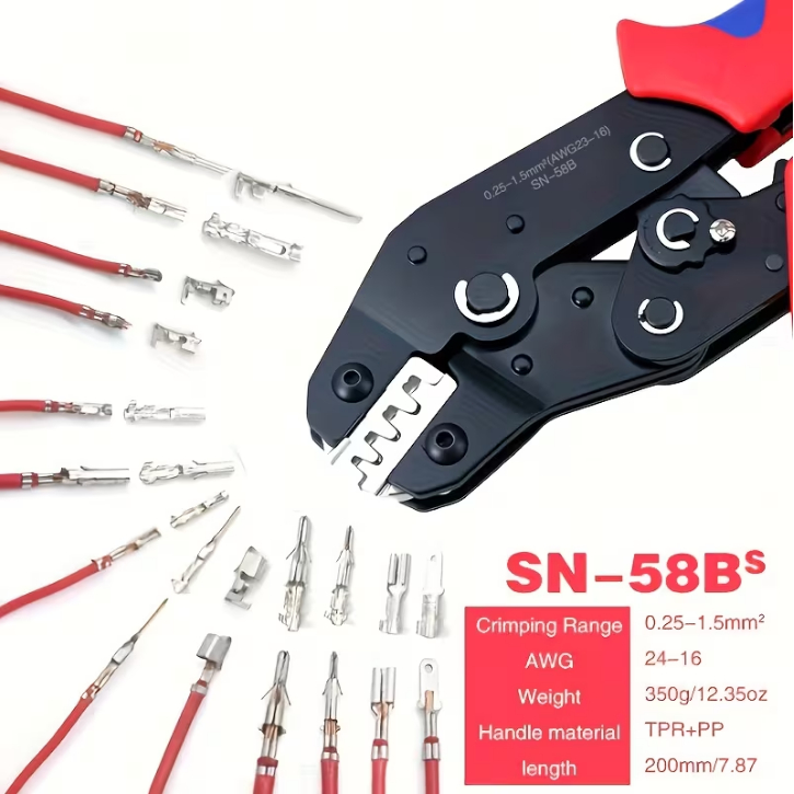 Alicate Prensa Crimpar Para Terminais de chicote elétrico com mola 0,25 Até 1,5mm² AWG 24-16 Isolamento Ferramentas