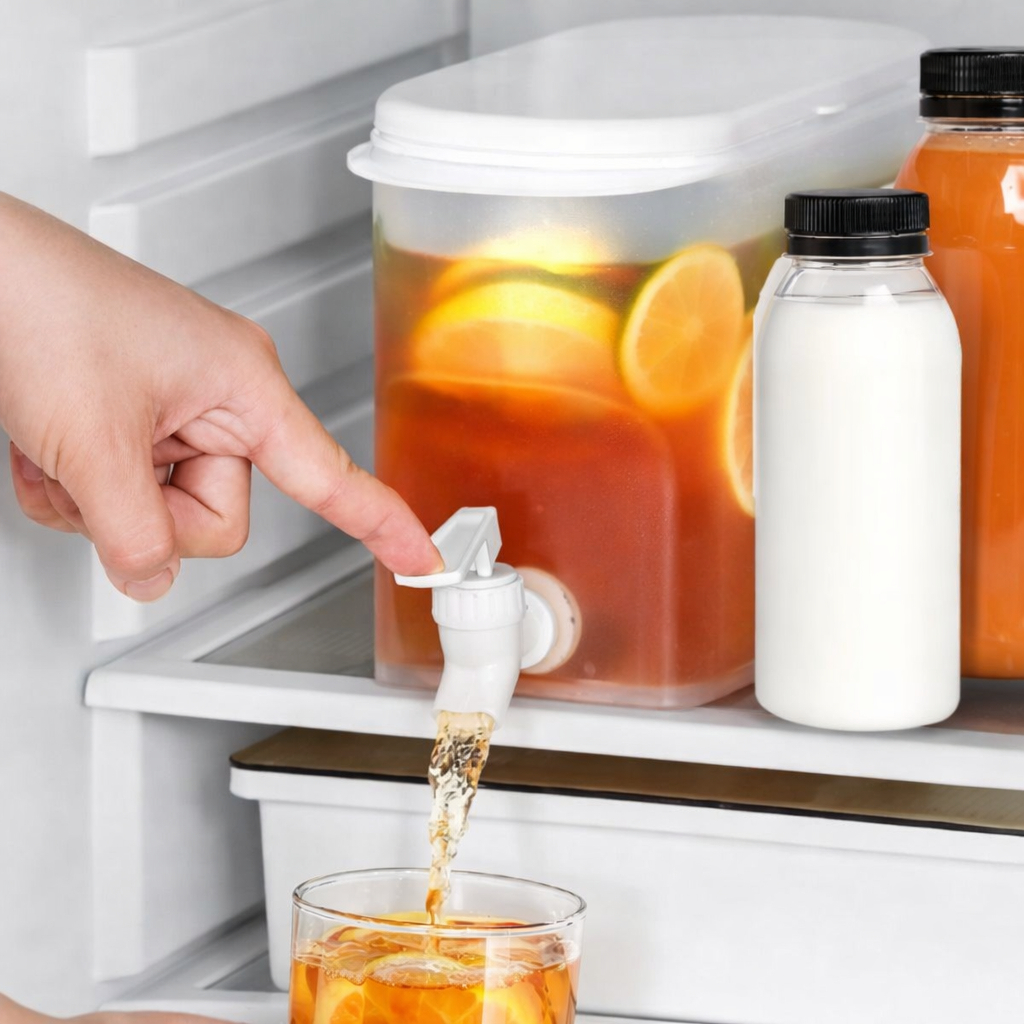 Suqueira Plástica 3L com Torneira e Tampa p/ Geladeira | Dispenser Bebidas Água Suco Chá Gelado Casa Festa Cozinha Top!!