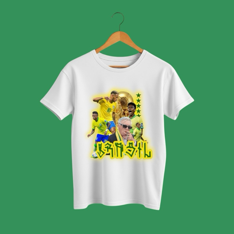 Camiseta Brasil Copa do Mundo Torcedor  Algodão Estampada Unissex Futebol