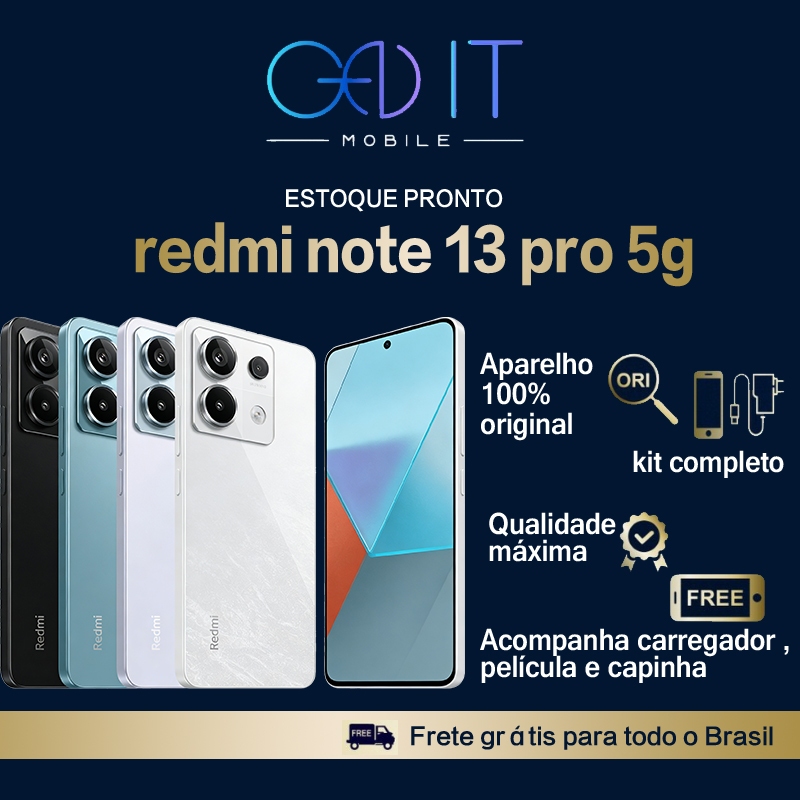 Smartphone Xiaomi Redmi Note 13 Pro 5G NFC Versão Global com NF