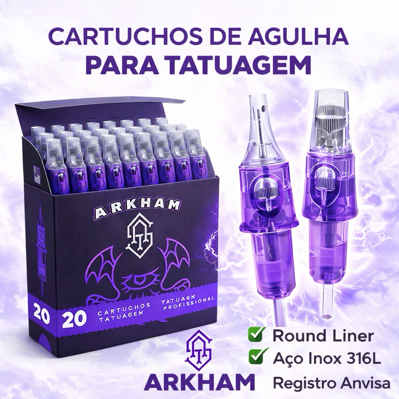 Cartucho Agulha tattoo Arkham RL RM RS Profissional Tatuagem Anvisa traço pintura 5 10 e 20 Unids em Oferta na Shopee
