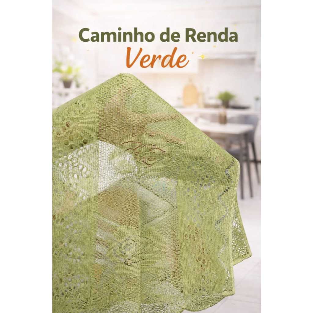 Caminho de Mesa Renda Verde 1,50 x 0,40 Rendhac em Oferta na Shopee