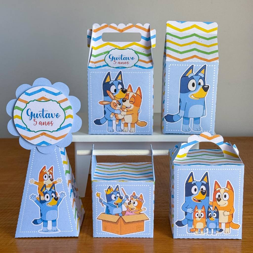 Kit Caixinhas Personalizadas Cachorrinhos Azul e Laranja Menino Pegue e Monte/Festa Infantil (LEIA A DESCRIÇÃO) em Oferta na Shopee
