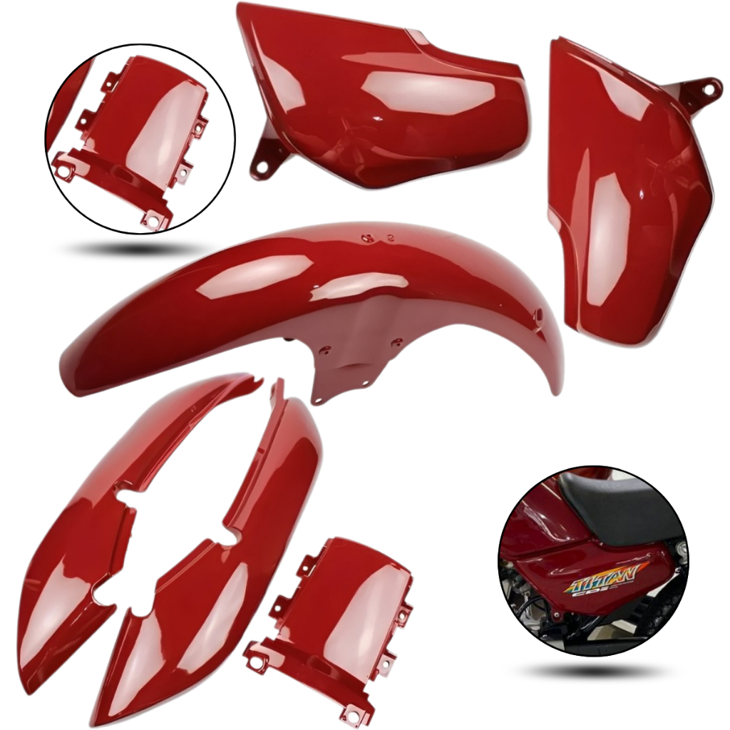 Kit Carenagem CG Titan 125 Vermelho Guarau Ano 1998/1999 | Paralama + Rabeta + Tampa Lateral (Par)