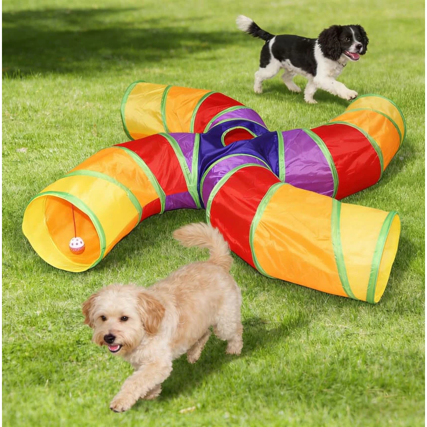 Túnel Colorido Dobrável para Pets - Brinquedo Interativo e Labirinto para Gatos Coelhos e Cachorros em Oferta na Shopee