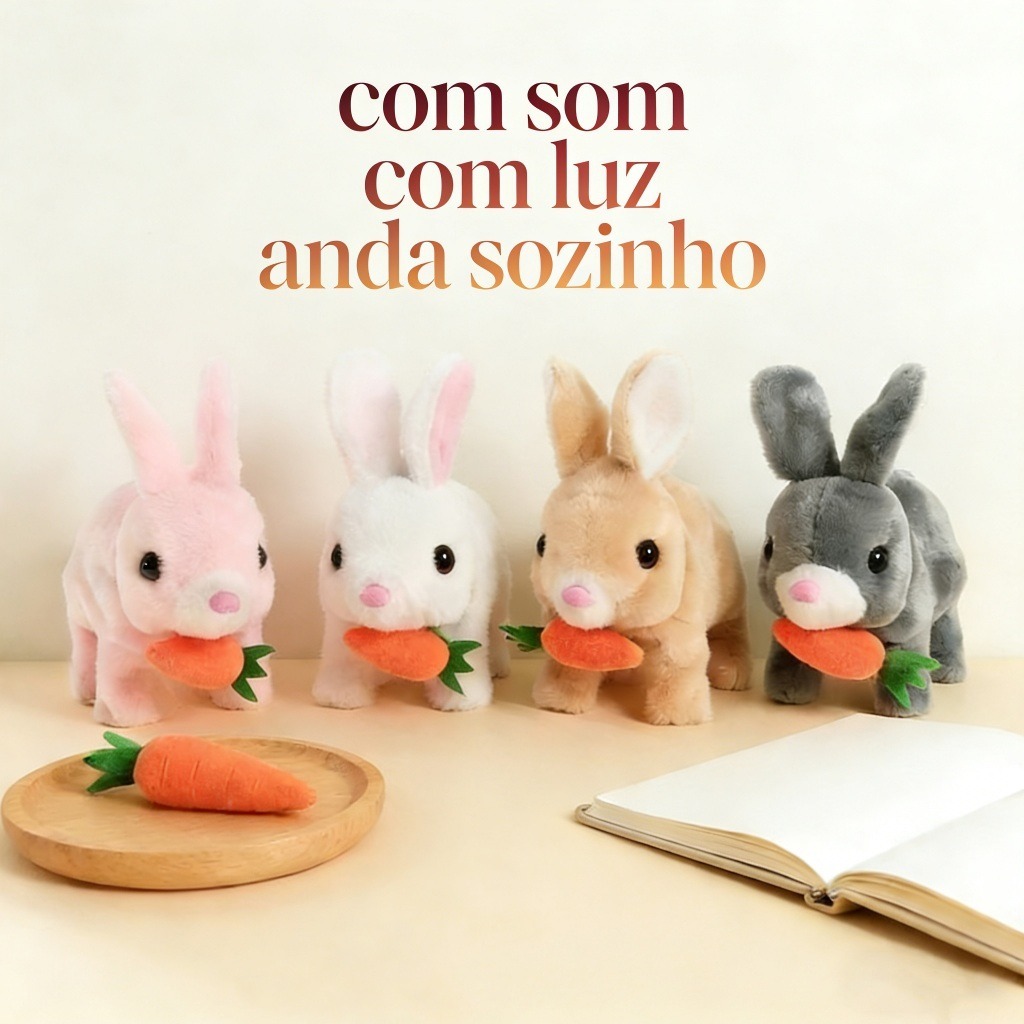Brinquedo de Pelúcia Coelhinho Elétrico – Projetado para Crianças, Traz Diversão Interativa