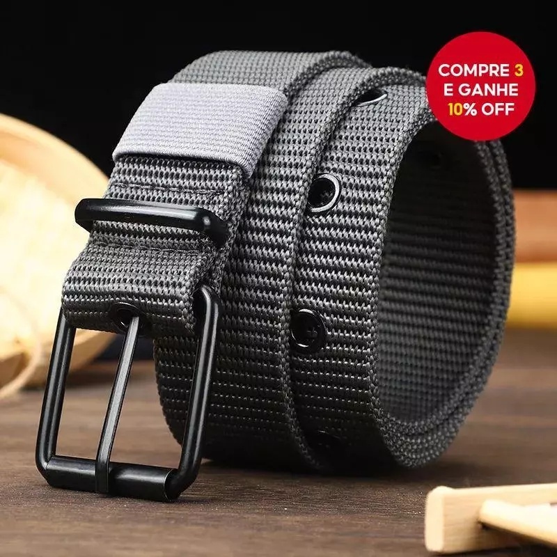 Cinto De Lona Respirável Masculino – Fivela Pin-Lock E Design Moderno De Ilhós Para Caminhadas/Academia/Comuta , Preto em Oferta na Shopee