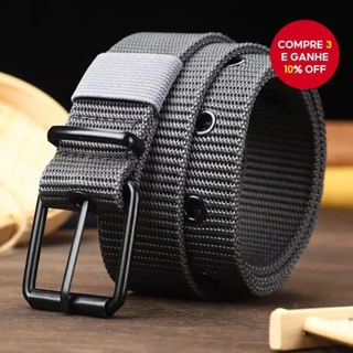 Cinto De Lona Respirável Masculino – Fivela Pin-Lock E Design Moderno De Ilhós Para Caminhadas/Academia/Comuta , Preto em Oferta na Shopee