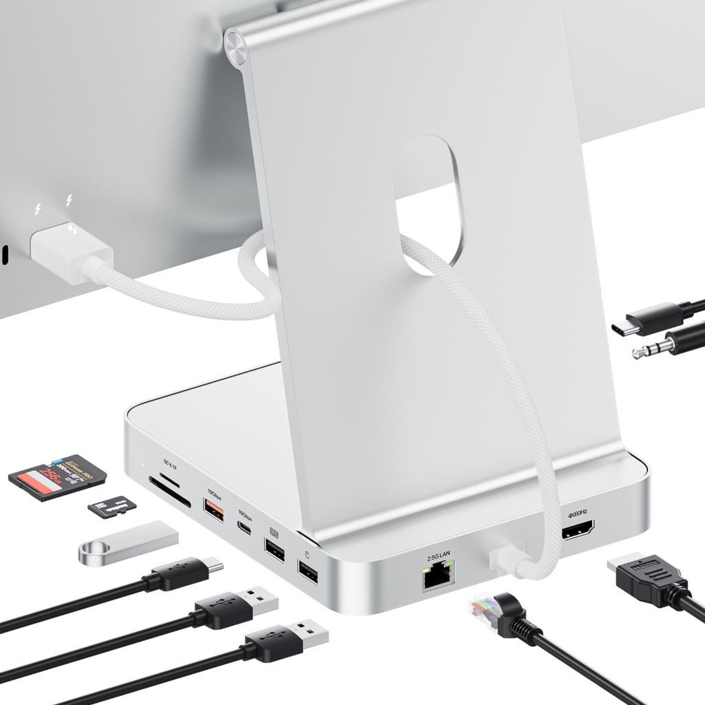 Hub USB-C PULWTOP para iMac com SSD M.2 Slot, USB de 10 Gbps, HDMI, Enternet para iMac M1/M3/M4 de 24inch