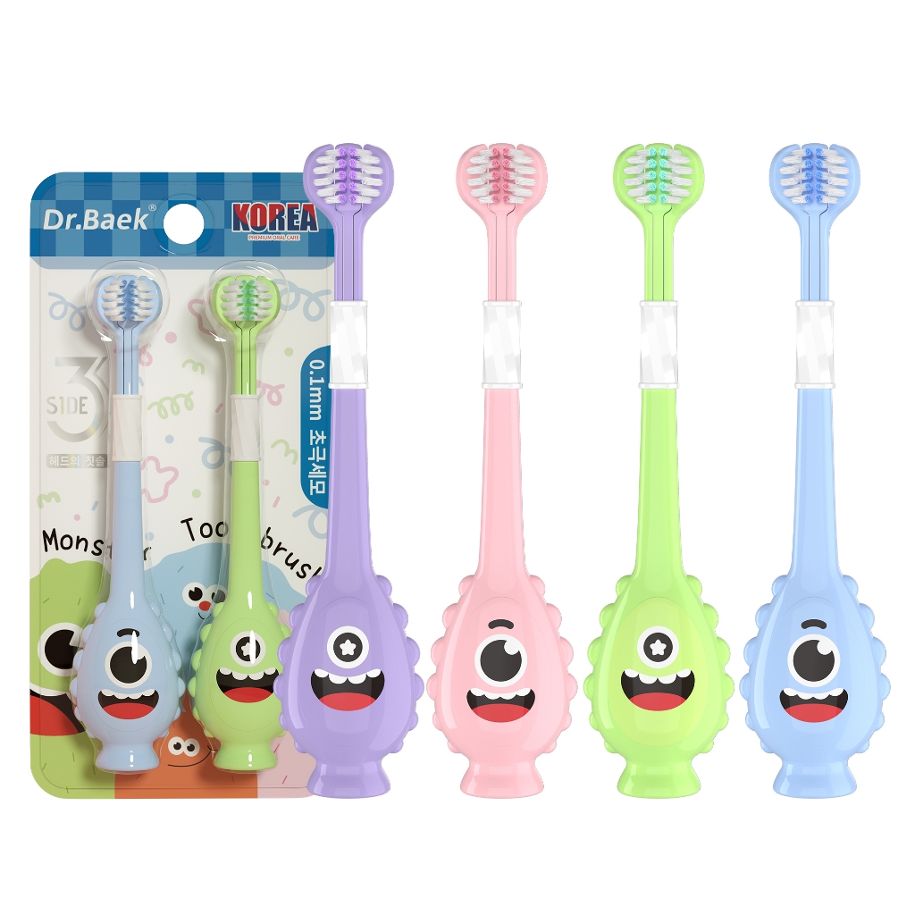 Escova de dente infantil, Kit 2un, Escova dentes de 3 lados, Indicado para crianças de 3-12 anos. em Oferta na Shopee