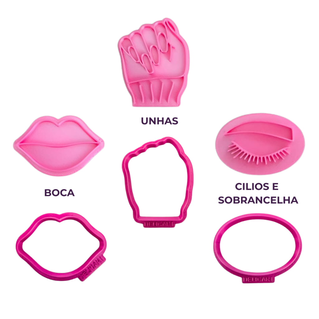 Kit Profissional Beleza Cortador de Biscoito 3D Confeitaria Cílios Boca e Unhas 6 cm em Oferta na Shopee