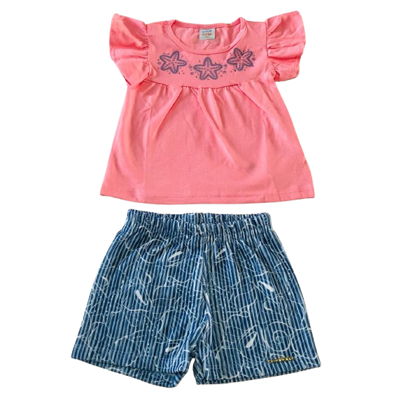 Conjunto Infantil Bebê Blusa Estampa Com Glitter E Shorts Estampado Marlan