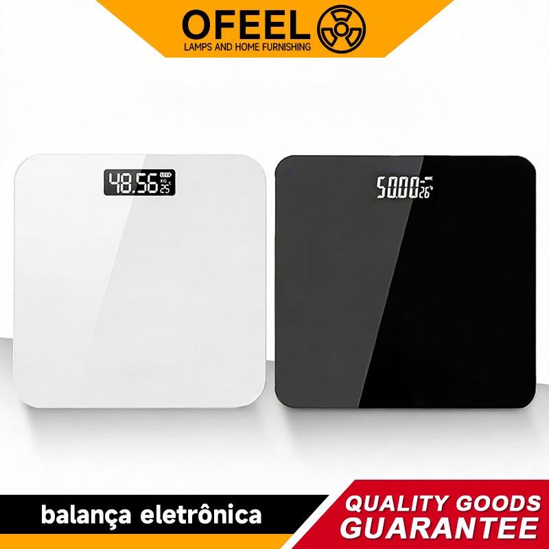 Ofeel Balança Digital Corporal Corporal Smart Preta Tela em LED Suporta Até 180kg