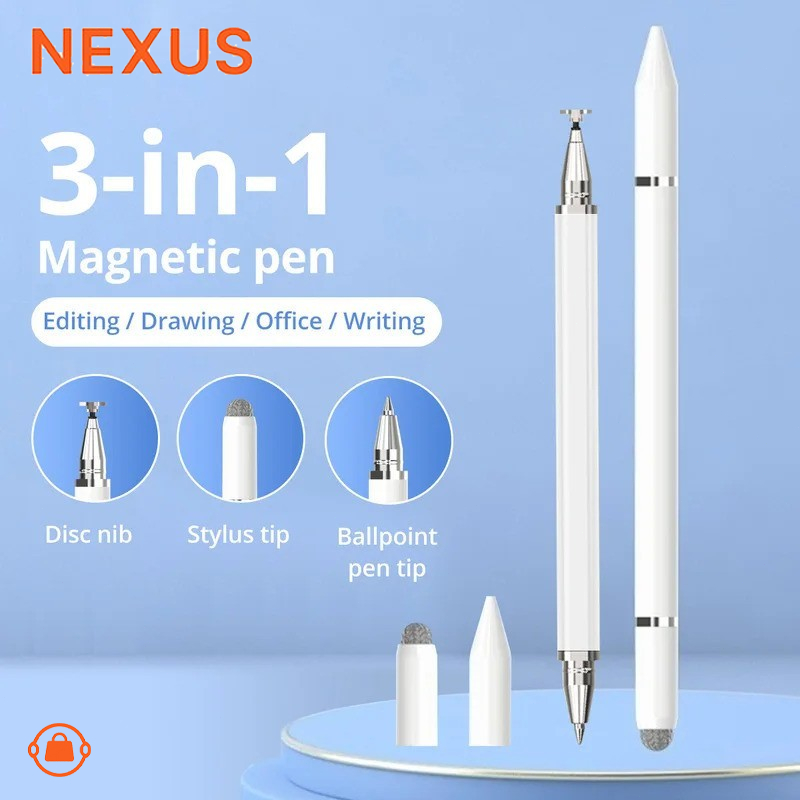 Caneta Magnética 3 em 1 Nexus - Disco+Stylus+Esferográfica | Edição/Desenho/Escritório K1