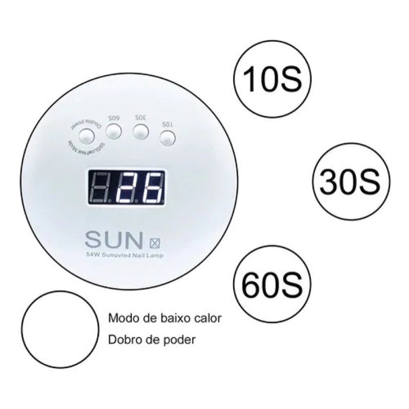 Cabine de Unhas LED UV SUN5/SUNX Digital Branca para Gel e Acrigel