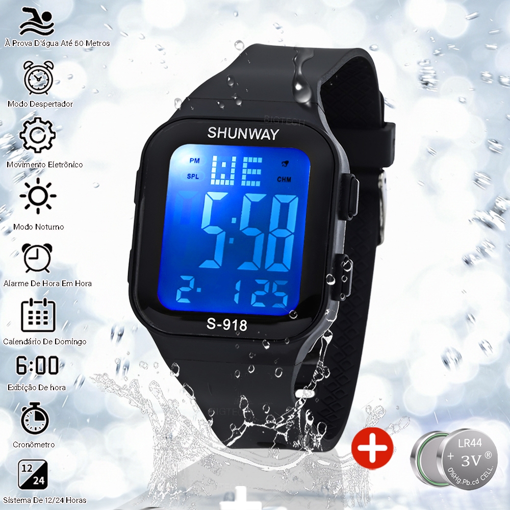 Relógio Digital Esportivo Modelo Quadrado Fino Confortavel A Prova Dágua em Oferta na Shopee