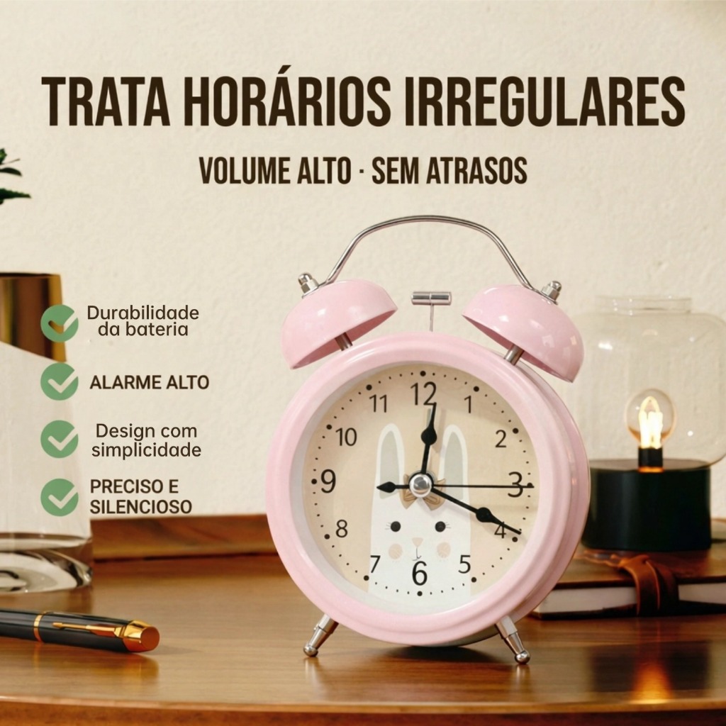 Despertador Relógio Mesa Metal Padrão animal bonito Retro / Vintage Super Alto Portátil Pilha-635 em Oferta na Shopee