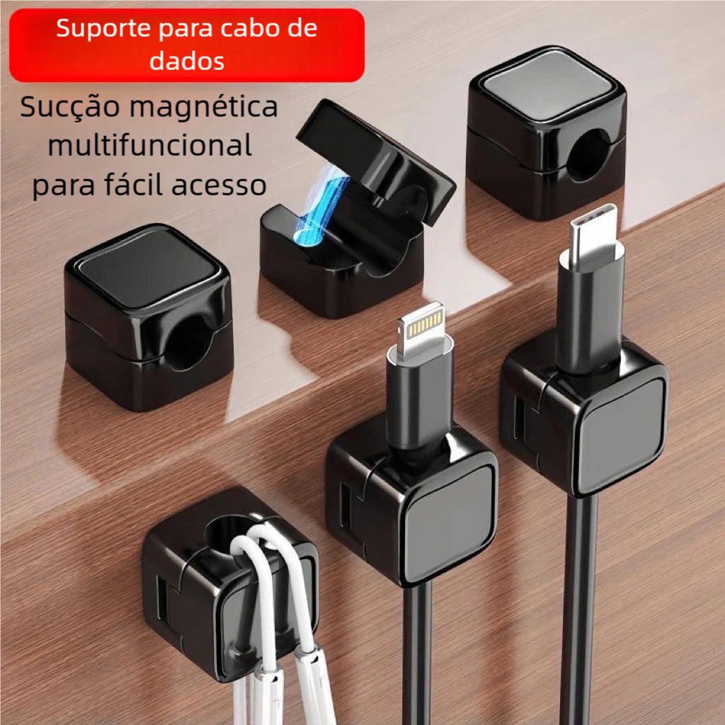 Organizador de Cabos Autoadesivo Magnético - Fixador de Fios Prático, Portátil para Eletrônicos Diversos