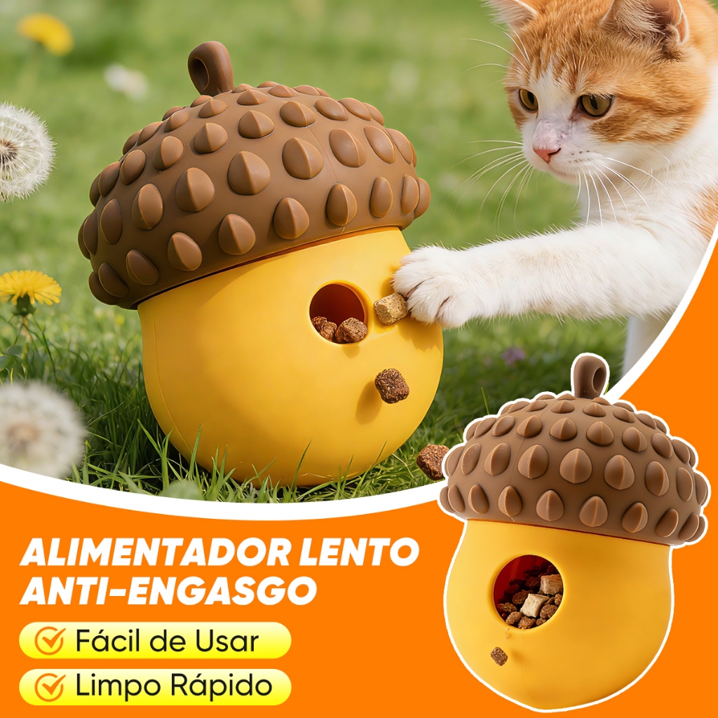 Pet Ball Brinquedo Interativo Comedouro Intuitivo para Pets Dispenser de Petiscos e Dentição Gatos e Cachorro