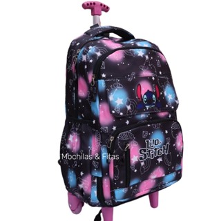 Mochila Escolar com Rodinhas Stitch – Modelo Grande 42cm em Oferta na Shopee