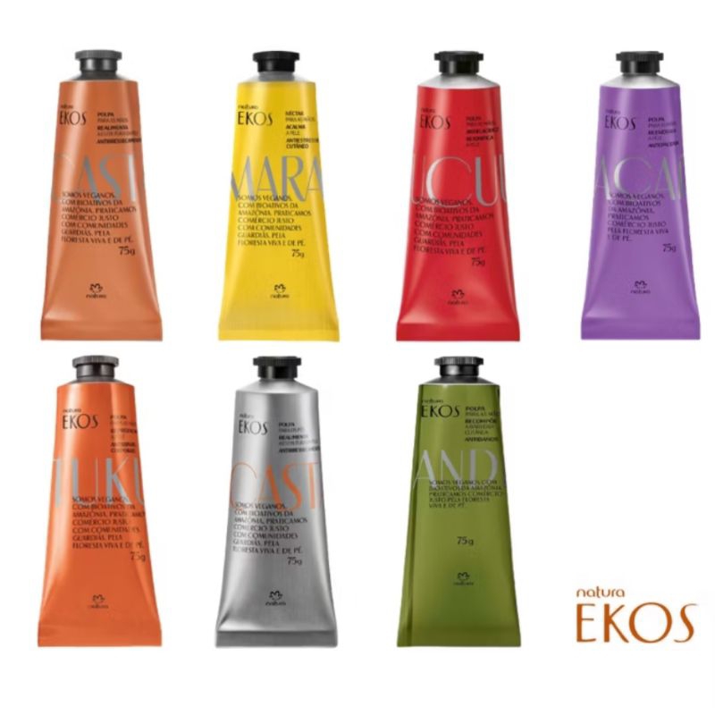 Polpa e Néctar Hidratante para Mãos Ekos - Maracujá, Açaí, Tukumã, Ucuuba, Andiroba, Castanha, Cacau, Pitanga 75g ou 40g