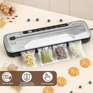 220V Máquina Seladora a Vácuo para Uso Seco e Úmido, 5 Modos, Inclui Cortador, Sucção Externa e Kit Completo em Oferta na Shopee