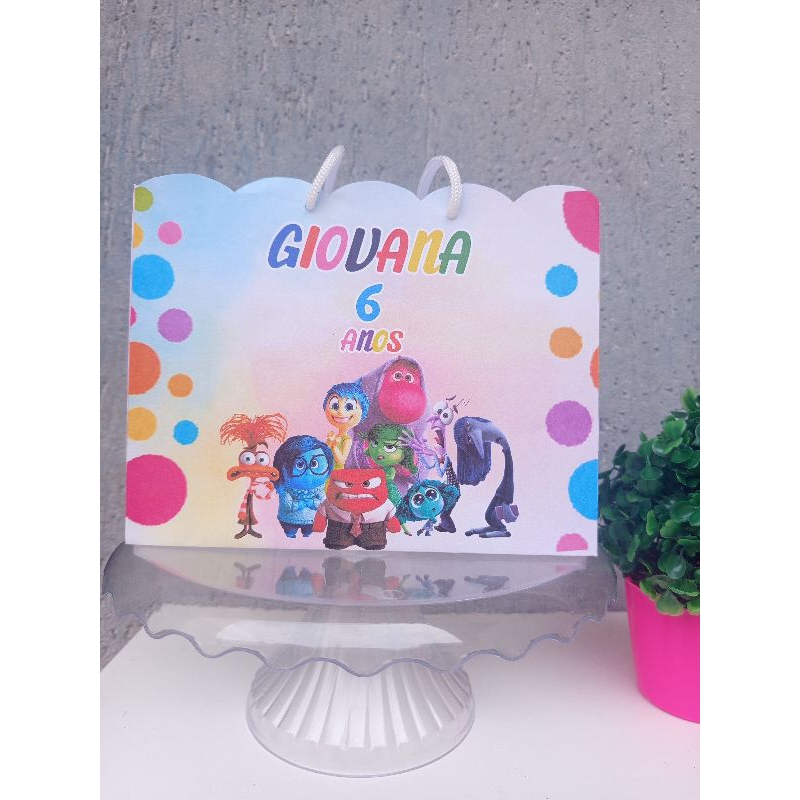 SACOLINHA PERSONALIZADA PARA LEMBRANCINHA DE FESTA  TEMA DIVERTIDAMENTE - PEGUE E MONTE