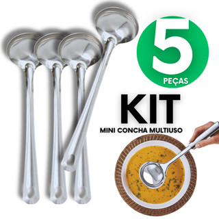 KIT Mini Concha Inox Concha Pequena Para Sobremesa Para Molhos Para Caldas Para Topping Sorvete Açai