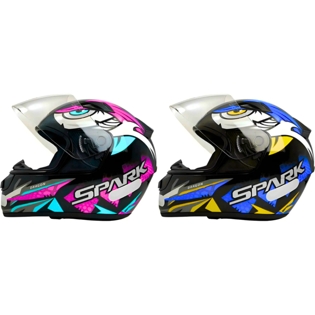 Kit Capacete Moto Ebf Spark Dragon Rosa E Dragon Azul