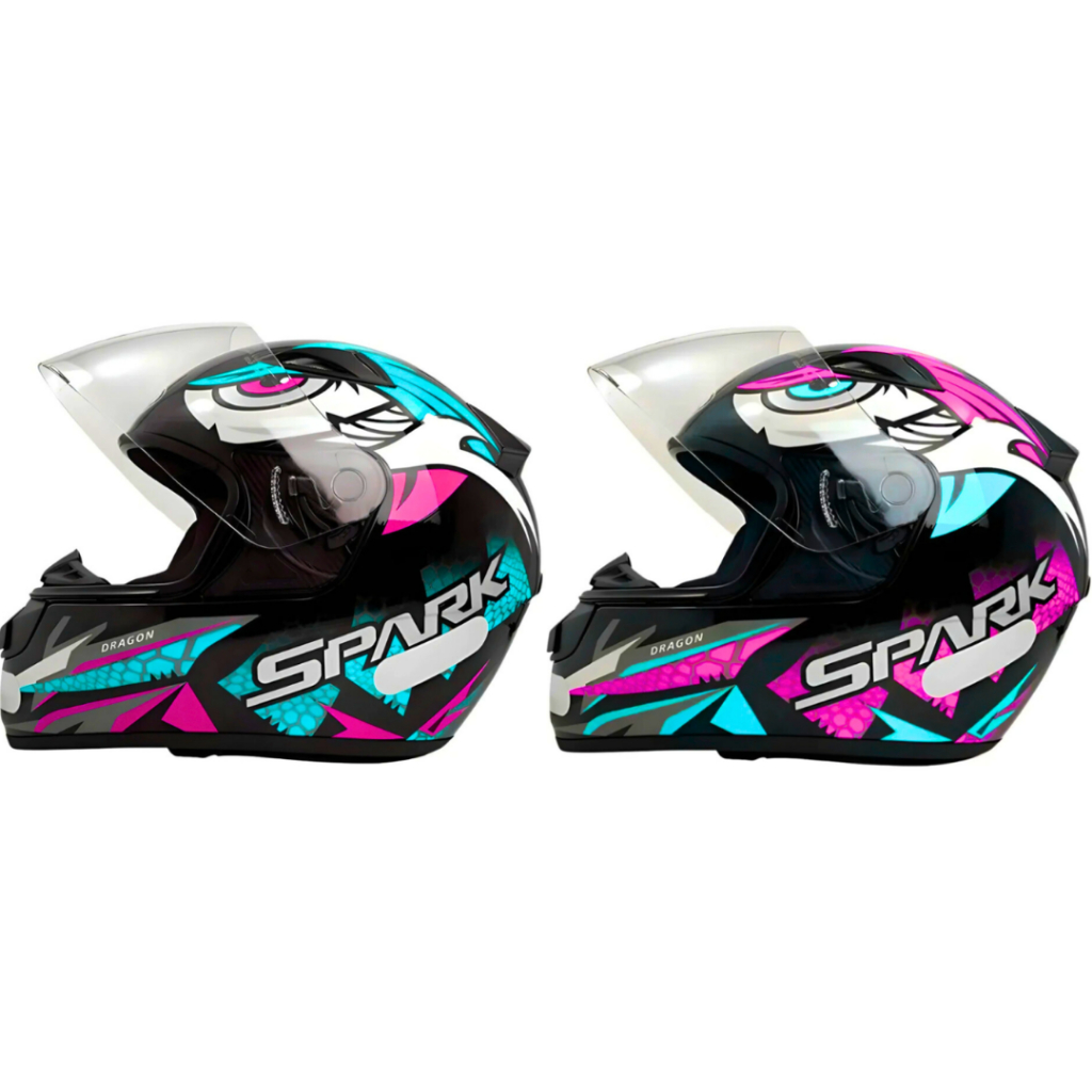 Capacete Moto Feminino Ebf Spark Dragon Tiffany E Rosa Par
