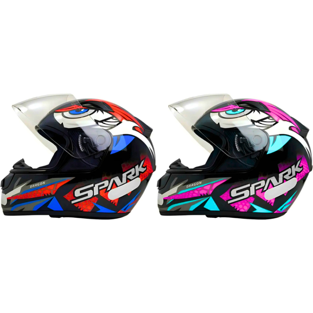 Kit Casal Capacete Ebf Dragon Vermelho E Dragon Rosa