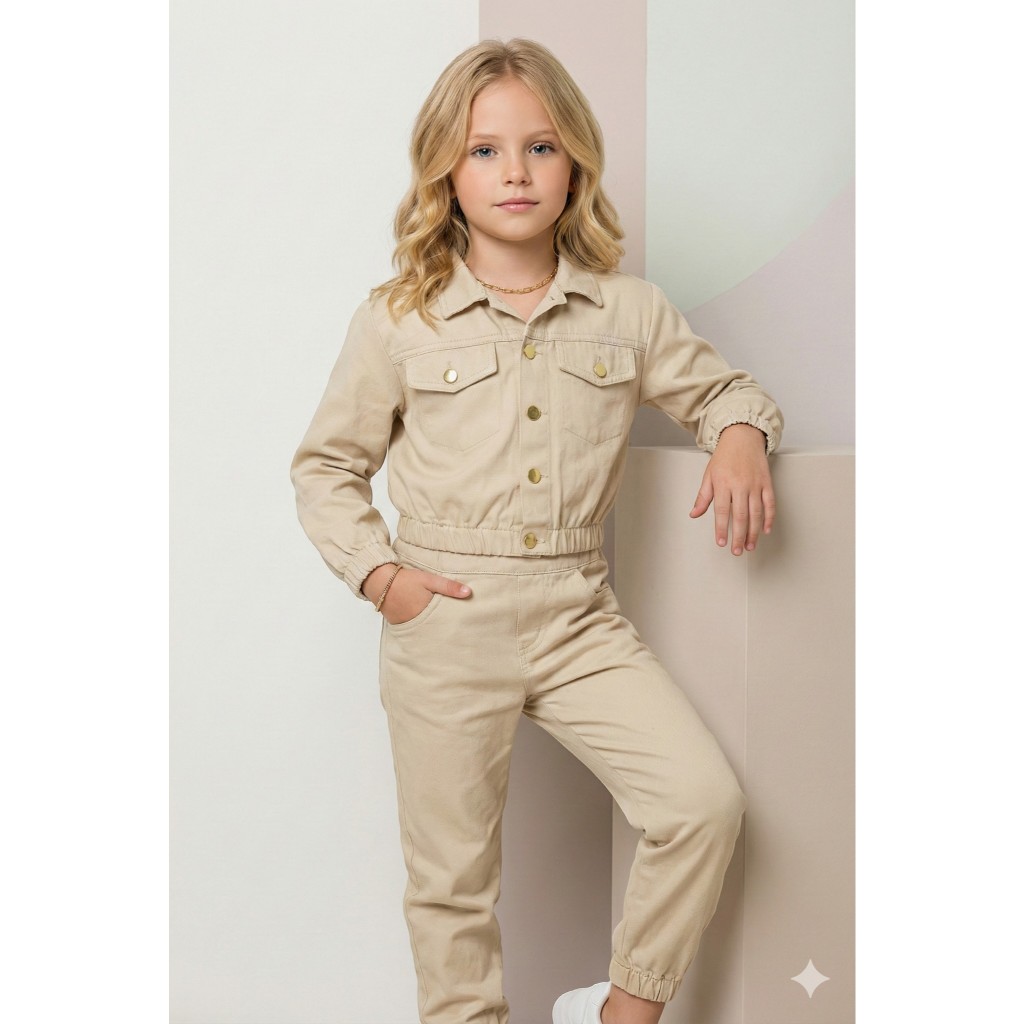 Conjunto Infantil Menina Look Estiloso Blusa Manga Longa + Calça Fashion Mini Diva Fashion Blogueira