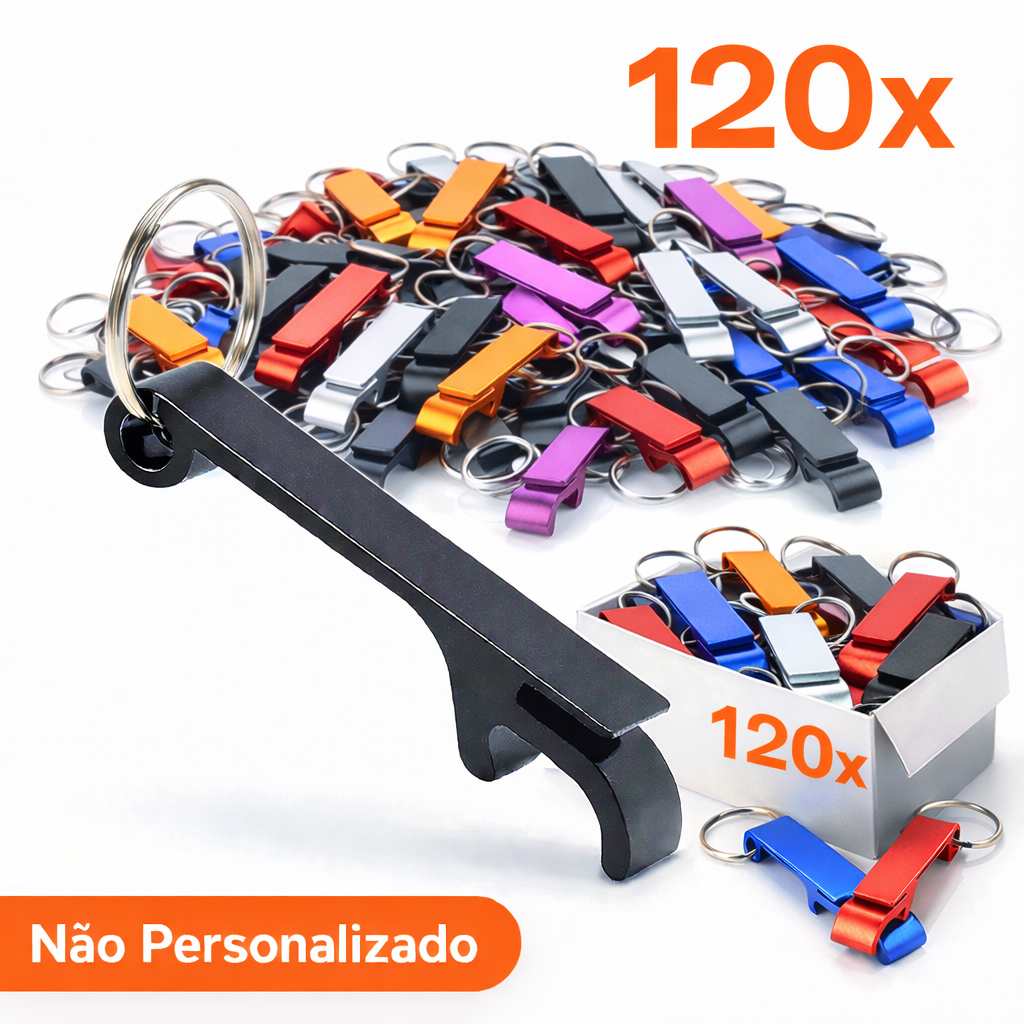 120 Abridor de Garrafa Chaveiros Alumínio Atacado Lembrancinha Evento Festa Brinde Não Personalizado