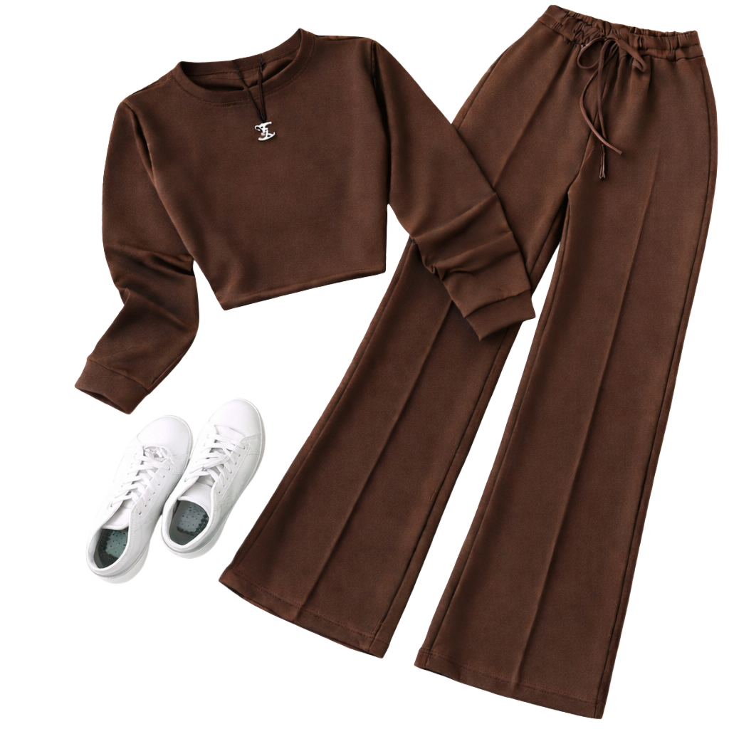 Conjunto Feminino Elegante Casual Moletinho Estilo & Conforto – Look Perfeito para o Frio em Oferta na Shopee