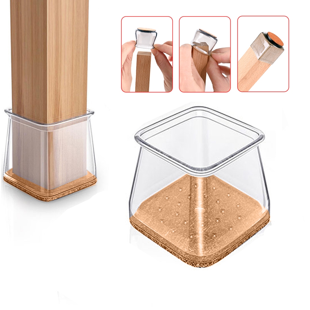 Protetor Silicone Pés Cadeira C/ Feltro Evita Riscos 4/8/16 Unidades