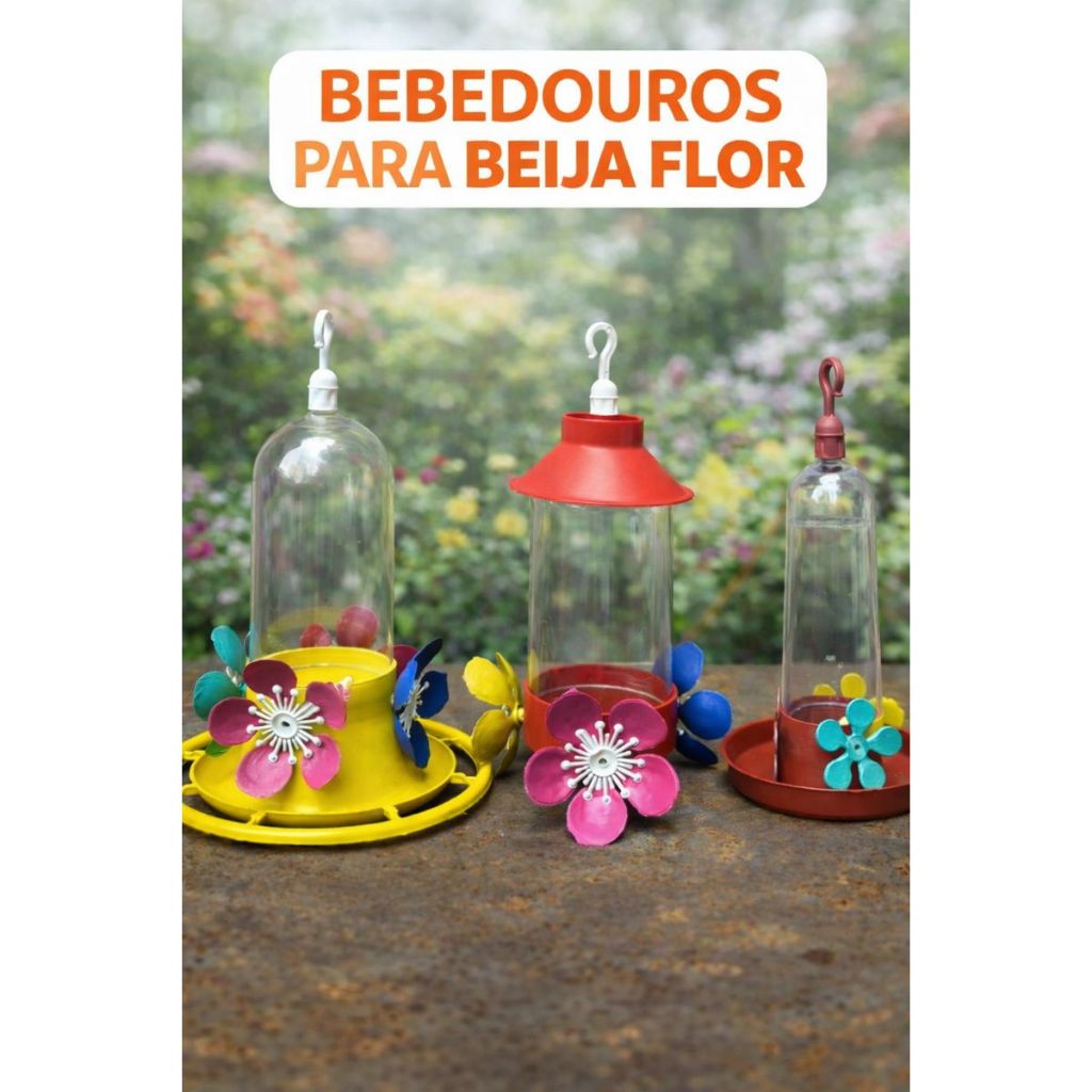 Bebedouro Beija-Flor Decorado com Poleiro | Tamanhos P/M/G | Kits Econômicos