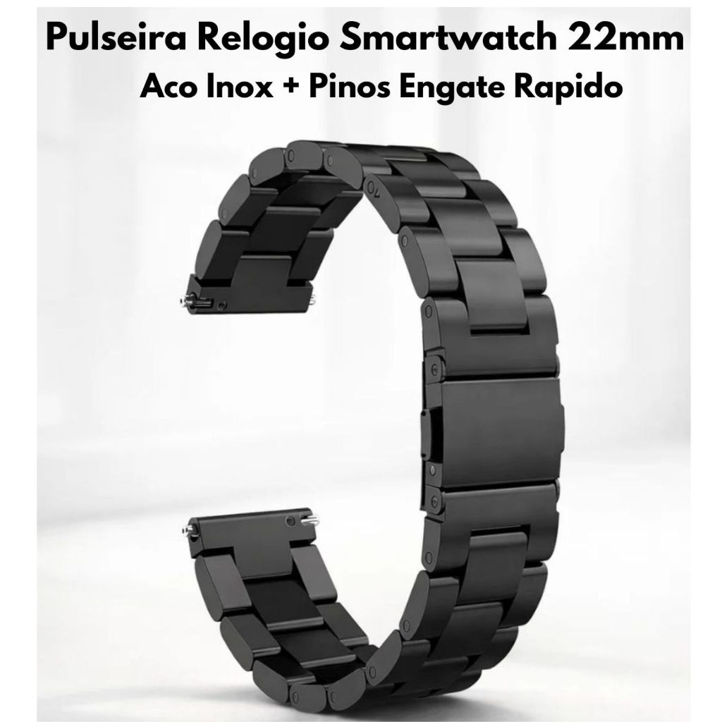 Pulseira Relógio Smartwatch 22mm Aço Inox + Pinos Engate Rapido em Oferta na Shopee